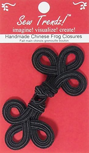 Апликации за шиене Trendz-Vision с бутони под формата на китайски жаби ръчна изработка-Черно-4,5 x2-Двойна Тройната