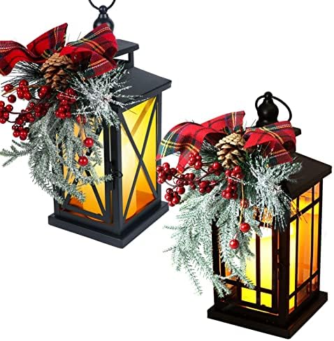 Коледен Фенер-свещ, 2, 14-Инчов Градински Светеща Свещ, Декоративен Окачен Фенер за вътрешни маси и камини, Открит вътрешен