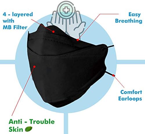 [20 опаковки] Защитна маска Happy Life KF-94 Black за възрастни (черна) [Произведено в Корея] [20 броя в индивидуална