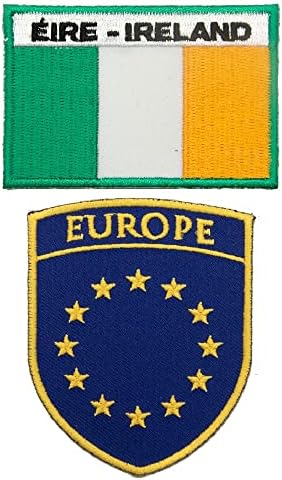 Нашивка с логото на Европейския Съюз, A-ONE + Емблемата на флага на Ирландия, Бродирана нашивка с флага на страната, Апликация