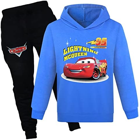 Пуловер с качулка Waroost Teens За момчета Cars McQueen -Блузи и Панталони с качулка, Комплект от 2 теми,