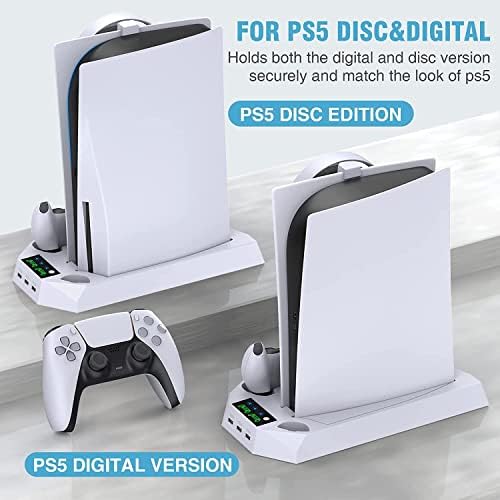 Поставка S и H за PS5 и станция на охлаждане с Зареждащата станция с две контролери за конзолата Playstation 5, аксесоари