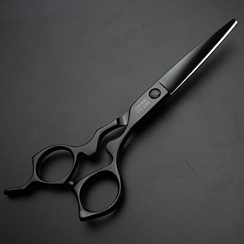 6-инчови ножици фризьор-стилист, черни ножица с три диаманта 440C за подстригване + ножици за филировки (2 бр.)