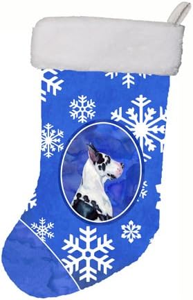 Carolin's Treasures LH9281-Коледни чорапи с зимни снежинками от немски дог CS, 11 x 18, Многоцветен