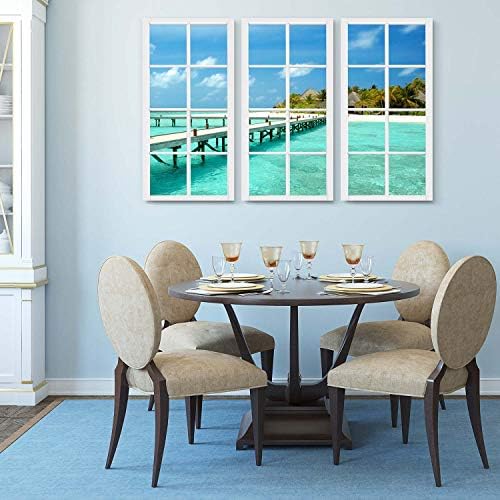 Startonight Платно Стенно художествено прозорец за почивка - Плажна Стенно художествено оформяне на рамката