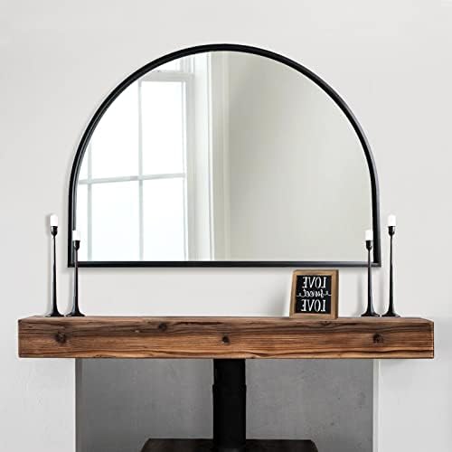 Минималистичное Черно Арочное Огледало WAMIRRO, Голямо Огледало за Баня в Фермерска къща, Огледало на Полицата рафта, Хоризонтално