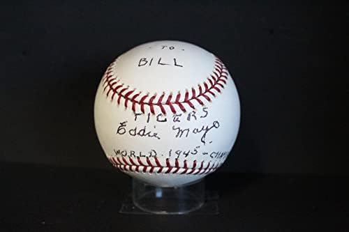 Автограф на Еди Майо (световен шампион 1945 г.) По бейзбол Auto PSA/DNA AM48623 - Бейзболни топки с автографи