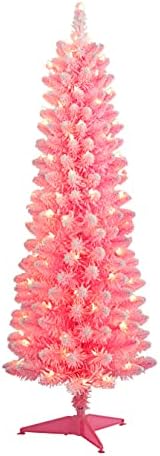 Изкуствена Коледна елха Puleo International, предварително осветени 4,5-инчов Флокированным Молив, от 100 Крушки,