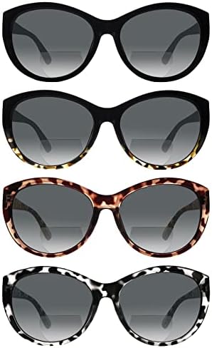 BONCAMOR 4 Опаковки Бифокальных Слънчеви очила за Четене за Жени Мъжка Мода UV400 Защита От Слънцето За Четене