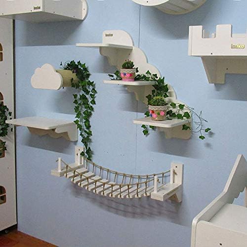 Дървен стенен Котешки мост MOCOHANA® с 2 Фиксирани скоби Cat Perch Mod Хамак за котешки хола, Мебели за котешки