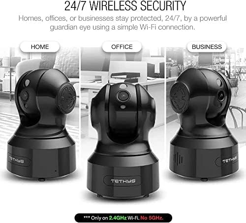 Безжична камера за сигурност TETHYS 1080P за помещения [Работа с Алекса] Канче/наклон WiFi Умна IP Камера Куполна Система