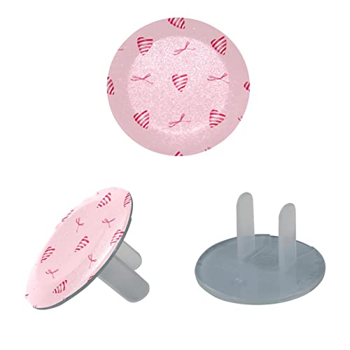 Капачки за контакти с шарките на розови сърца с модел Сърца с любов 12 бр. - Защитни капачки за контакти, за деца