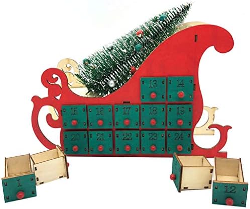 Преносим Начало Декор, Коледен Адвент-Календар, Wooden Адвент-Календар с Обратното Броене на 24 дни, С Осветление,