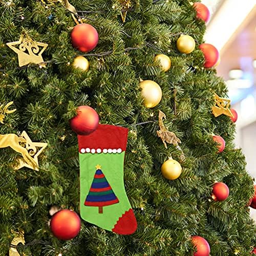 Коледен Декор Veemoon, 2 бр., Коледни Чорапи с Бродерия, Чорапи под формата на Елхи, Коледна Елха, Камина, Окачен Декор, Подарък