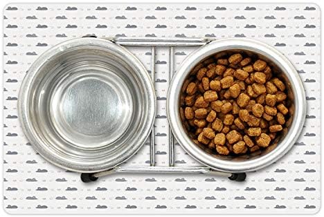 Подложка за домашни любимци Ambesonne Mouse за храна и вода, Оформление Повтарящи гризачи и мини-сърца в