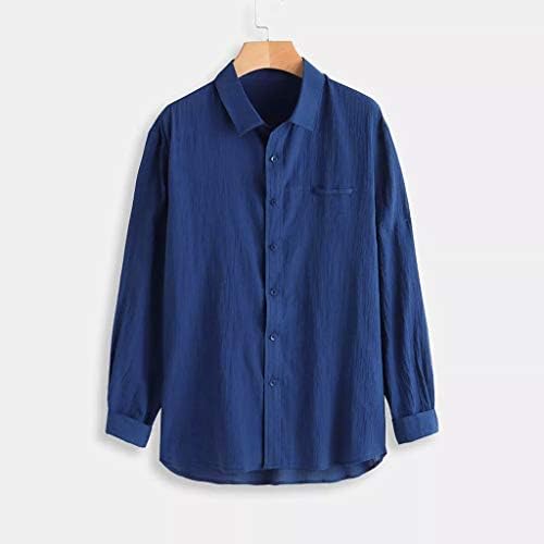 Тениска Памучен С Къс Мешковатым Ръкав Ленено на Цвят, Мъжки Блуза SOID, Ризи, Блузи, Ретро Мъжка Блуза, Мъжки Ризи