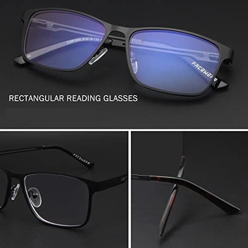 Babrvma 4 Опаковки Очила За четене със синя Светлина, Мъжки слънчеви Очила За Четене в Метална Рамка, Правоъгълна Кутия Панти,