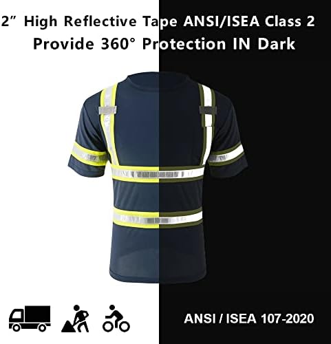 Светлоотразителни ризи SMASYS - Видими Тениски с къс ръкав ANSI с Джобове и Светоотражающей лента за мъже, Жени