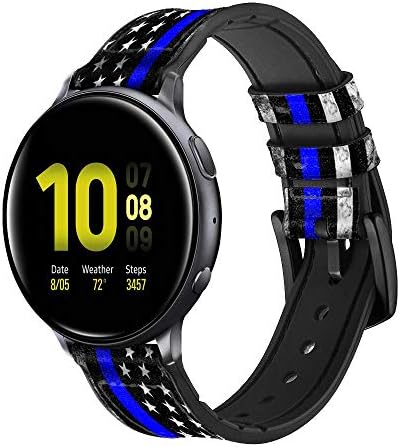 CA0632 Тънка Синя линия на САЩ, Кожен и Силиконов ремък за смарт часа на Samsung Galaxy Watch, Watch3 Active, Active2, Gear