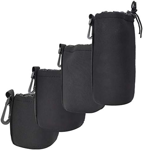 Чанта за съхранение на лещи Vifemify, 4ШТ, размери S, M, L, XL, Преносима Неопреновая Черна Еластична Амортизирующая