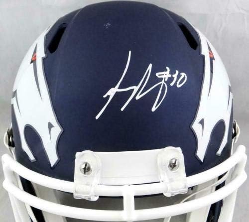 Филип Линдзи е подписала каска Denver Broncos F/S AMP Speed - JSA Auth W * Бели каски NFL с автограф