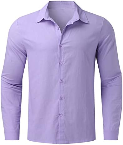 DSODAN Мъжки Памучни Ленени Ризи с Копчета в Голям Размер, С Дълги Ръкави, Свободни Летни Есенни Плажни Блузи, Ежедневни Риза