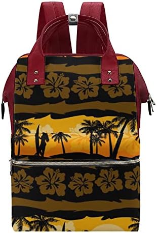 Тропически Франжипани с Палми Sunrise Чанта за Памперси Раница Водоустойчива Чанта За Майките Раница с Голям