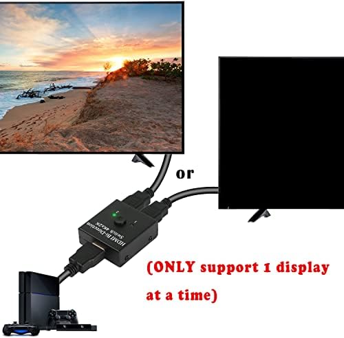 MEIRIYFA HDMI Splitter Преминете HDMI Двупосочни, 4K, HDMI Splitter 1 в 2 изхода, Ultra HD 4Kx2K 3D 1080P