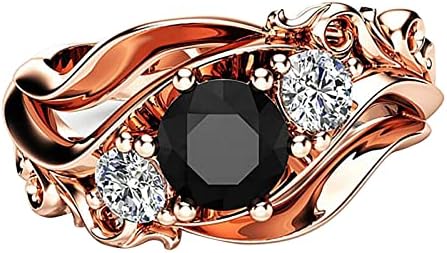Диамантен пръстен 2023, Индивидуално Пръстен с цветя линия, диамантен Пръстен, Пръстен с черен Цирконием, Женски