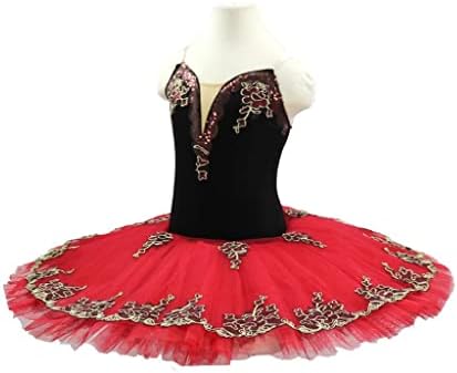 DSHDB Черен, Червен, Предпрофессиональный Балетен с костюм, Рокля, за жени и за възрастни, Блинная Балерина (Цвят: