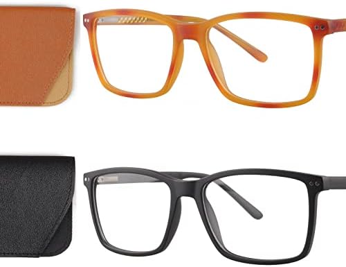 Ailebre 2 опаковки Класически Очила за четене за Мъже, Правоъгълни Рамки за Очила, Анти-Сини Светещи Компютърни Очила