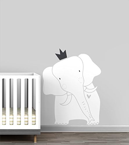 Стикер за стена LittleLion Studio Baby Zoo King Elephant, Ярко Розово /въглен