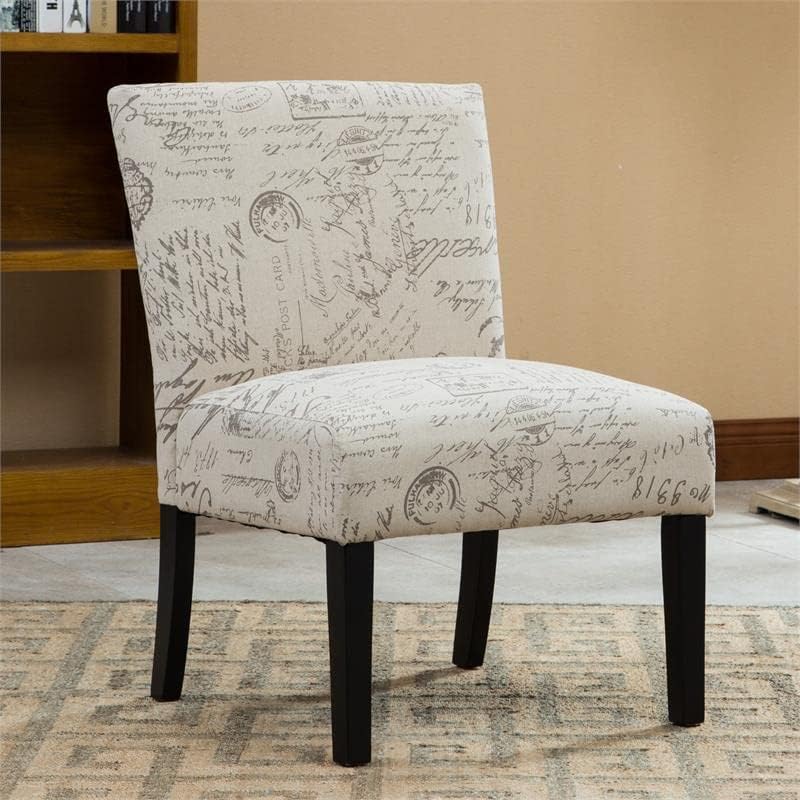 Мебели Roundhill на Ботичели от плат с английски писмото принтом, модерен акцентный стол без подлакътници, единична