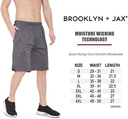 Мъжки къси панталони BROOKLYN + JAX Active Атлетик Performance Shorts - 5 комплекта на баскетболни шорти с джобове