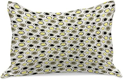 Калъфка за възглавница от жълто стеганого одеяла Ambesonne, Принт под формата на Изтеглените от ръцете драскулки под формата на кръгове и петна, Калъфка за възглавница