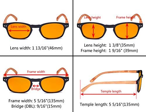 Сини Светозащитные очила CessBlu с Оранжеви Тъмни лещи Fliter Компютърни Очила за четене с Бамбук дужками