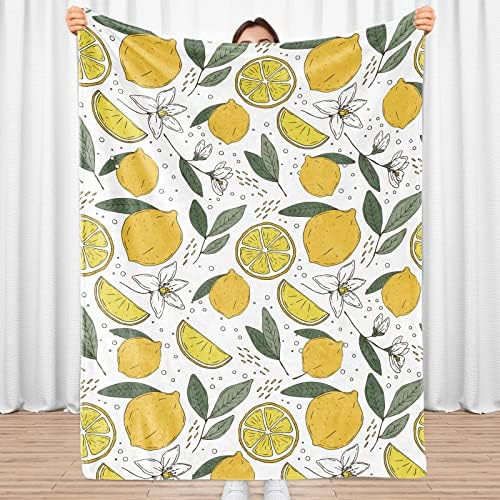 Лимоново Одеяло от естествена кожа, Жълто Покривки за любителите на плодове, Меко Лесно Фланелевое Одеяло с цветовете на