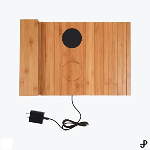 [Колекция PJ] Бамбук Подлакътник за дивана с безжично зареждане и неплъзгащи стойка, Сгъваема, бързо безжично зарядно