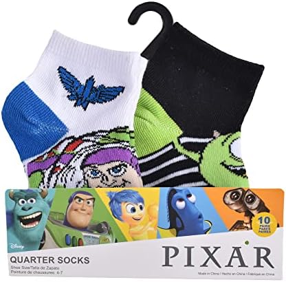 Чорапи Дисни Pixar за малки момчета, 10 броя в опаковка, Бели, 2-4 г., САЩ