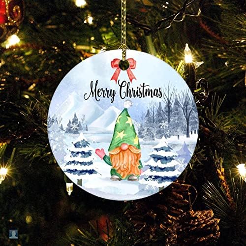 Gnome MerryChristmas Украса за Коледната елха 2022 Прекрасен Сладък Коледна Елха Снежинка Двустранно Кръгло
