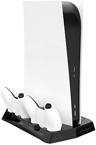 Поставка за зареждане CONNYAM с охлаждащ вентилатор за конзолата PS5 Ultra HD и PS5 Digital Edition, станция за зареждане