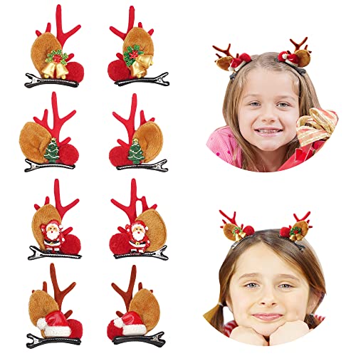 Yxiang Коледни Панделки за Момичета, 4 Чифта Детски Коледни Бантов за Коса, Сладък Бутик на Дядо Коледа, Празници