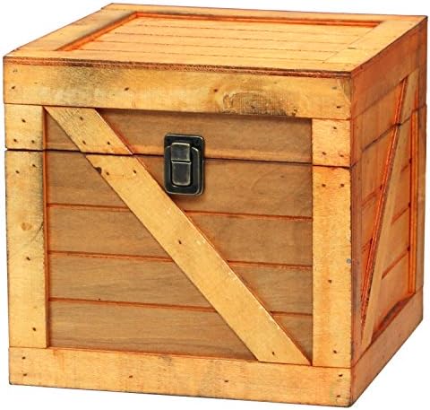 Ретро Дървена Штабелируемый кутия с капак (светло кафяв)