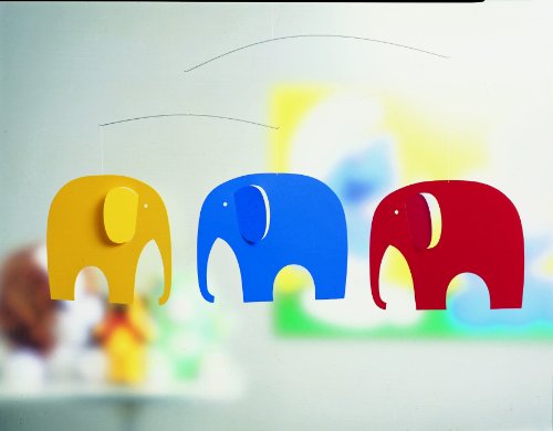 Детски окачен мобил Elephant Party черно - 25 инча - висок Клас пластмаса - Ръчна изработка в Дания от Flensted