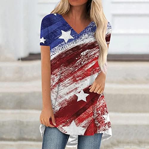 Камизола с къс ръкав за Юниорок Дълбоко Деколте с изображение на Знамето на САЩ, Тънка Туника, Блуза-Бюстие за момичета 2023