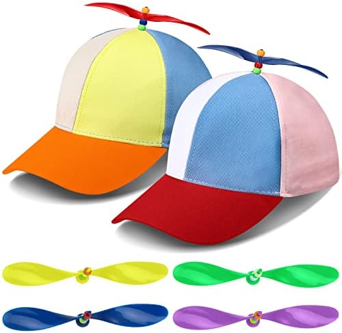 2 Възрастни Шапка бейзболна шапка Ярко Рейнбоу Цвят Шапка Модел на Цилиндър с 4 Сменяеми Бамбук Стрекозами