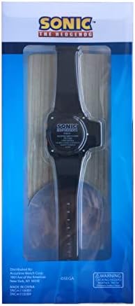 Accutime Kids СЕГА, Sonic на Таралеж Черно-Оранжеви Цифрови LCD кварцов Ръчен часовник с Фенерче, черен каишка