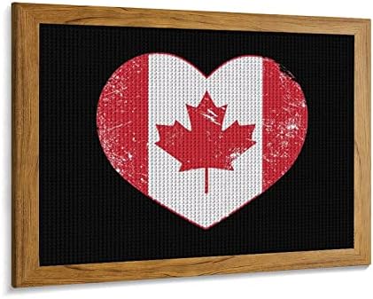 Канада Сърцето Ретро Флаг Диамантена Живопис Комплекти Фоторамка 5D направи си САМ Пълна Тренировка Планински Кристал
