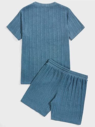 Мъжки дрехи FIOXA от две части, Мъжка тениска с вырезанным деколте и къси панталони с завязками на талията (Цвят: