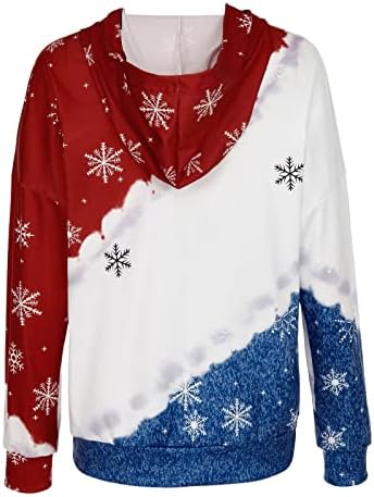 Ruziyoog/ Женски Коледни Блузи с качулка, Всекидневни Пуловер с Джоб Кенгуру под формата на Снежинки и Снежен Топ